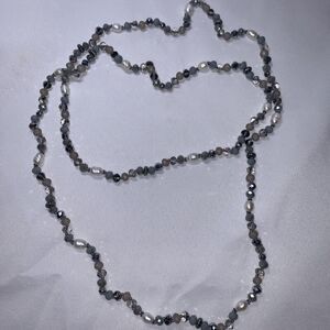 VINTAGE MARLYN SCHIFF GLASS BEADED HAND CRAFTED CONTINUOUS LONG NECKLACE